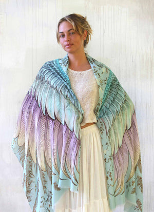 Blue Vintage Wings Scarf