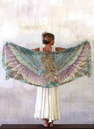Blue Vintage Wings Scarf