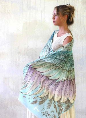 Blue Vintage Wings Scarf