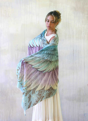 Blue Vintage Wings Scarf