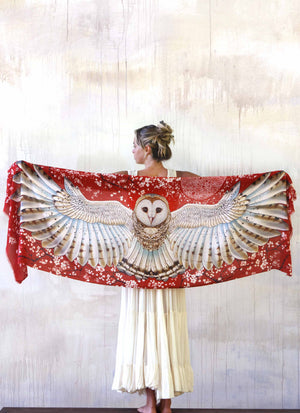 Cherry Blossom Barn Owl Scarf