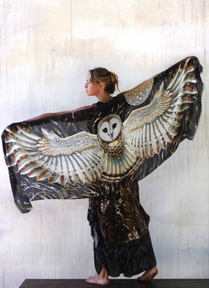 Barn Owl Bird Feather Wings Scarf