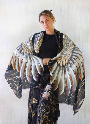 Barn Owl Bird Feather Wings Scarf
