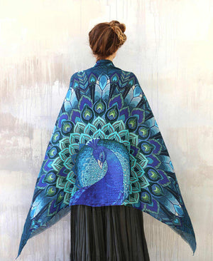 Aqua Peacock Shawl – shovava - Main Image