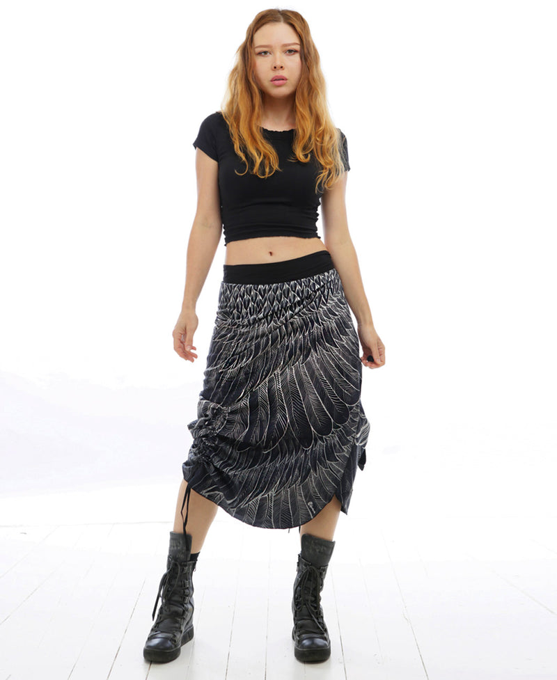 Black Feather Wrap Skirt