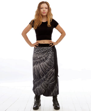 Black Feather Wrap Skirt
