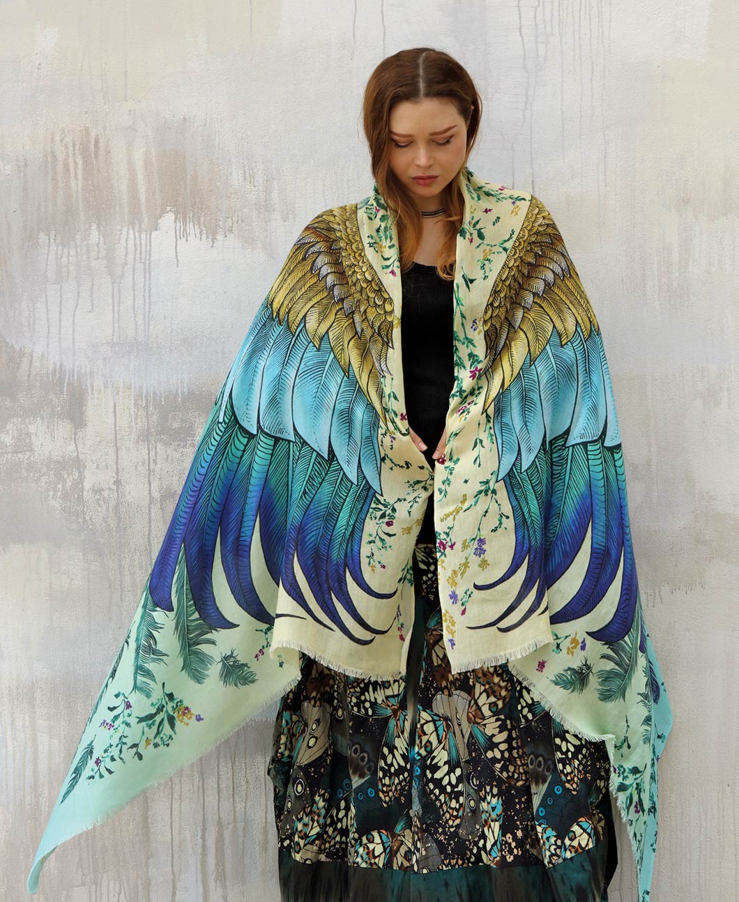 Shovava Silk sold Blue Wing Shawl