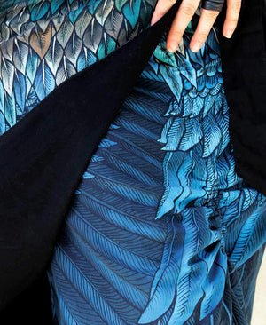 Blue Feather Wrap Skirt