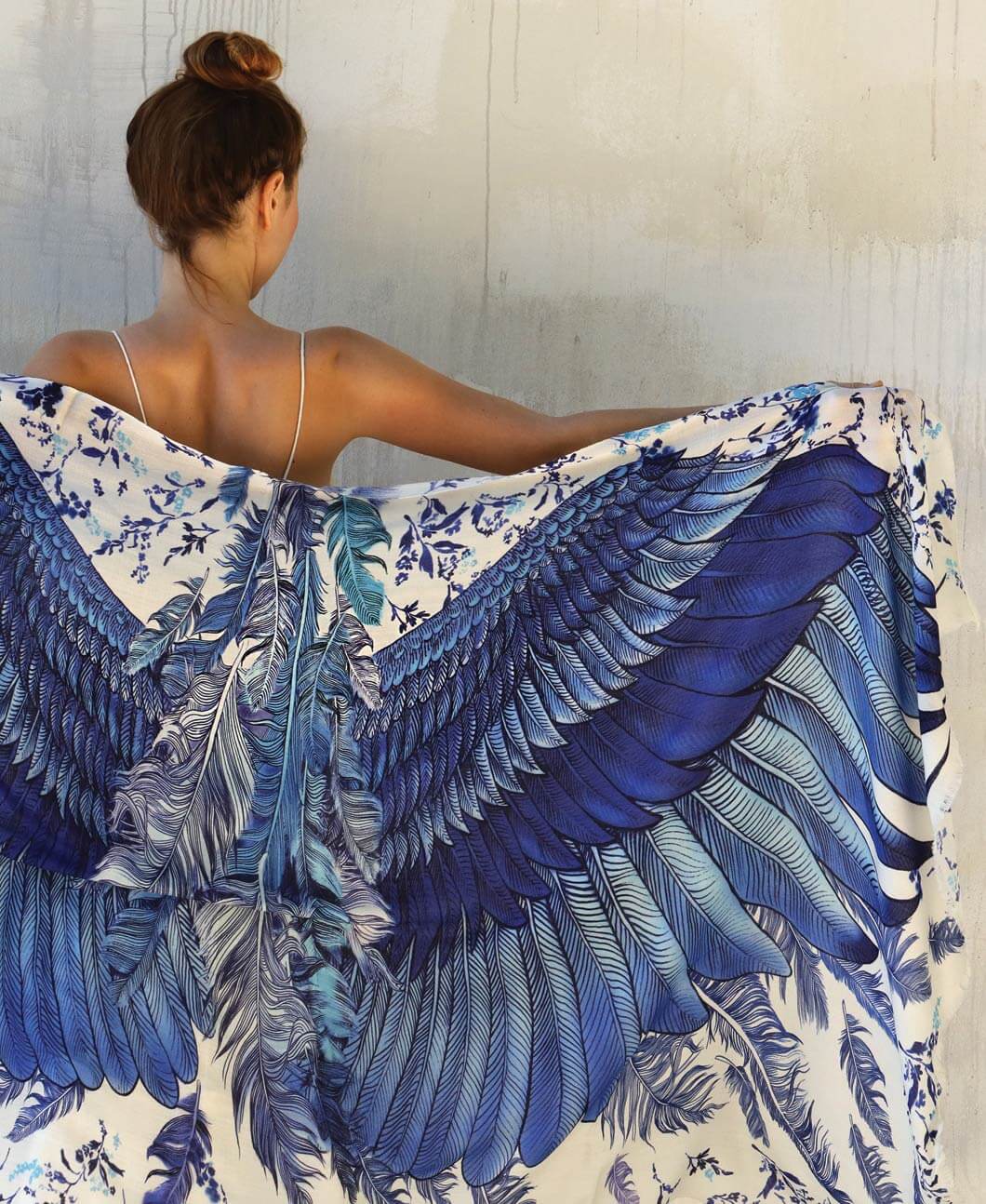 Shovava Silk Blue popular Wing Shawl