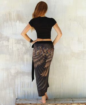 Brown Feather Wrap Skirt