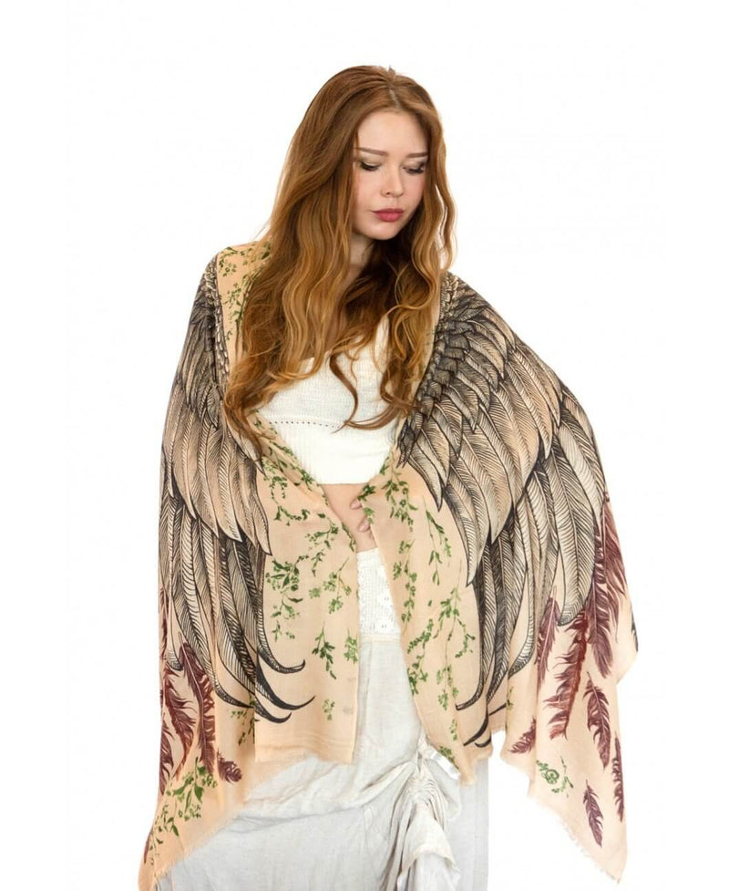 Earthy Bohemian Bird Wings Scarf – shovava
